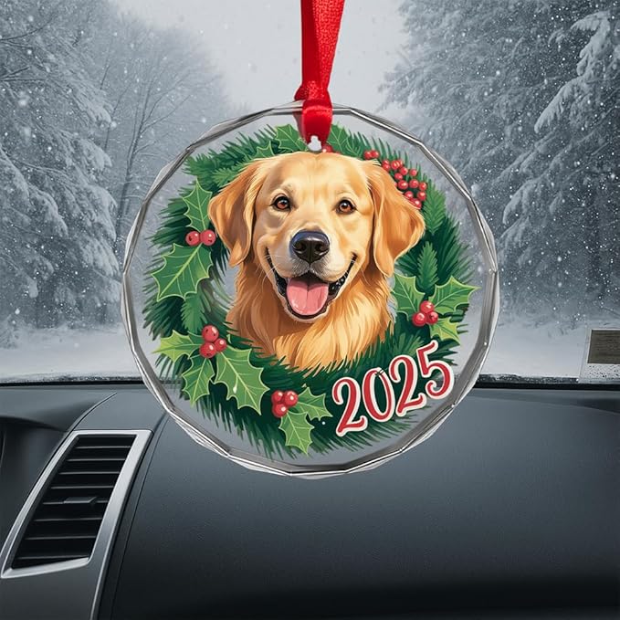 Golden Retriever Glass Ornament – Handcrafted Hanging Decoration, Elegant Keepsake with Unique Golden Retriever Design, for Home, Holiday Tree, or Special Occasion - Bloomnest