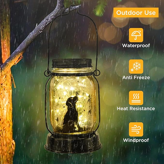kyoryuger Dog Solar Lanterns 3in1 Dog Light Garden Decor Gifts for Women Mom Grandma Unique Teen Girl Gifts for Dog Lovers Decorative Pet Memory Lanterns for Yard Lawn Patio 2 Pack - Bloomnest