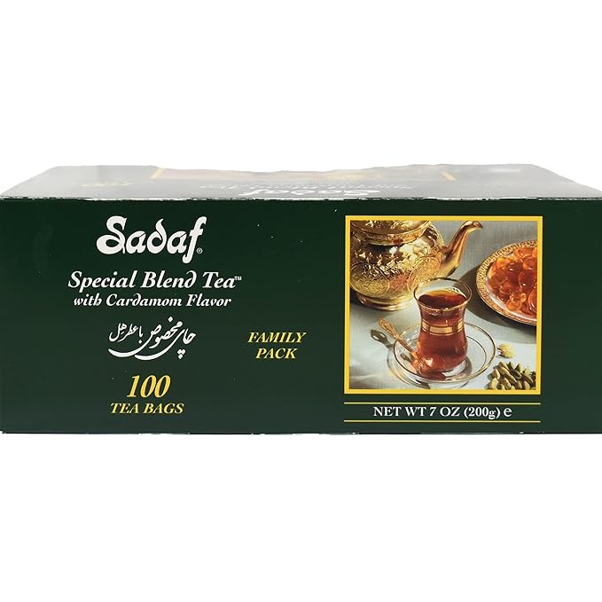 Sadaf Cardamom Tea Bags | Special Blend Cardamom Ceylon Black Tea | Quicktea Product harvested in Sri Lanka | 100 bags (Pack of 1) - Bloomnest