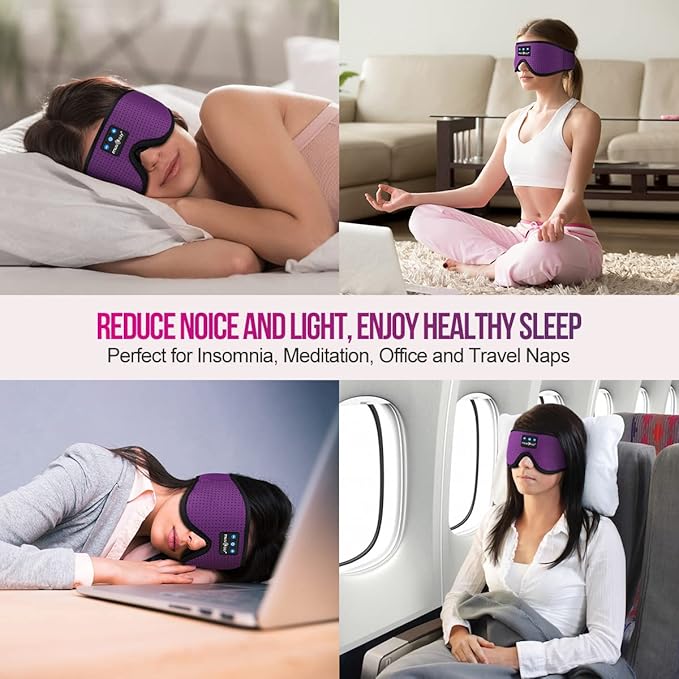 MUSICOZY 3D Bluetooth 5.4 Sleep Headphones, Breathable Wireless Music Eye Mask, Sleeping Headphones with Headband for Side Sleepers, Women, Men, Air Travel, Unique Tech Gifts - Bloomnest