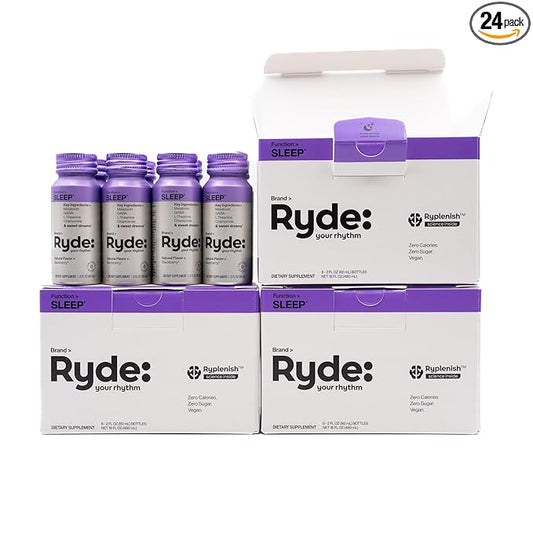 Ryde: SLEEP | 2oz Sleep Shot for Occasional Use | Melatonin, GABA, L-Theanine & Chamomile | Blackberry Natural Flavor | Sugar-Free, Zero Calories, Vegan | Manufactured in USA (24 Pack) - Bloomnest