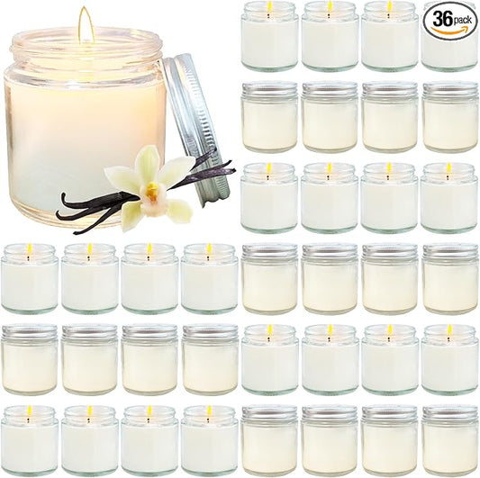 36 Pcs 4 Oz Mini Soy Candles,Vanilla Scented,Aromatherapy Candle,Bulk Candle Set，Great Stress Relieving Scented Candles for Girls as a Gift for Birthdays, Weddings and More! - Bloomnest