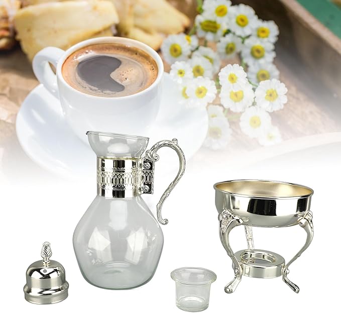 Vintage Turkish Coffee Pot Set, Decorative Glass Teapot Set, Heatable Glass Tea Kettle with Lid and Cup, Turkish Tea Set for Home Tea Party, Milk, Coffee, Hot Cold Tea - Bloomnest