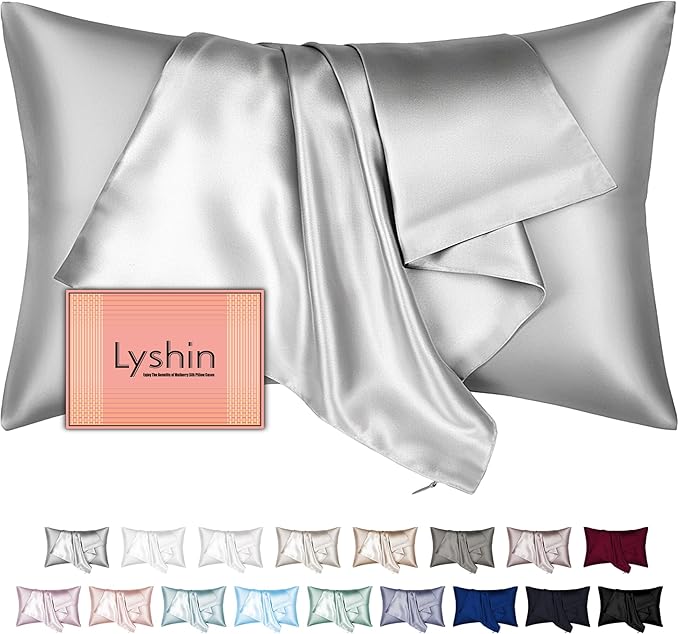 Mulberry Silk Pillow Cases Queen Size with Hidden Zipper, Ultra Smooth and Soft Breathable Cooling Silk Satin Pillowcase for Hair and Skin, Gifts for Women Men (Light Grey, 20x30 Inches, 1 Pack) - Bloomnest