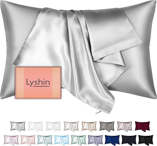 Mulberry Silk Pillow Cases Standard Size with Hidden Zipper, Ultra Smooth and Soft Breathable Cooling Silk Satin Pillowcase for Hair and Skin, Gifts for Women Men (Light Grey, 20x26 Inches, 1 Pack) - Bloomnest