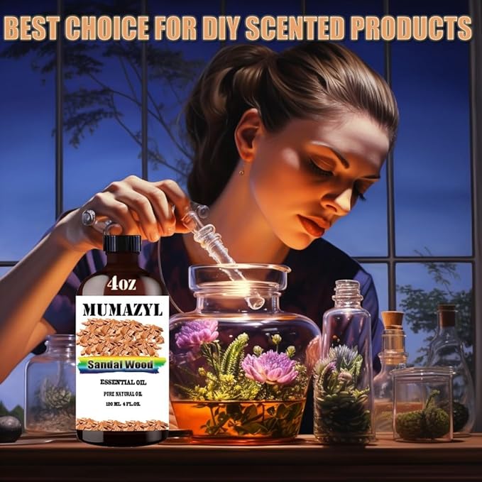 Sandalwood Essential Oil, Sandalwood Oil 4 Fl Oz 120ML for Diffuser Humidifier Yoga Cleaning DIY Candle Soap Making Essential Oils - Bloomnest