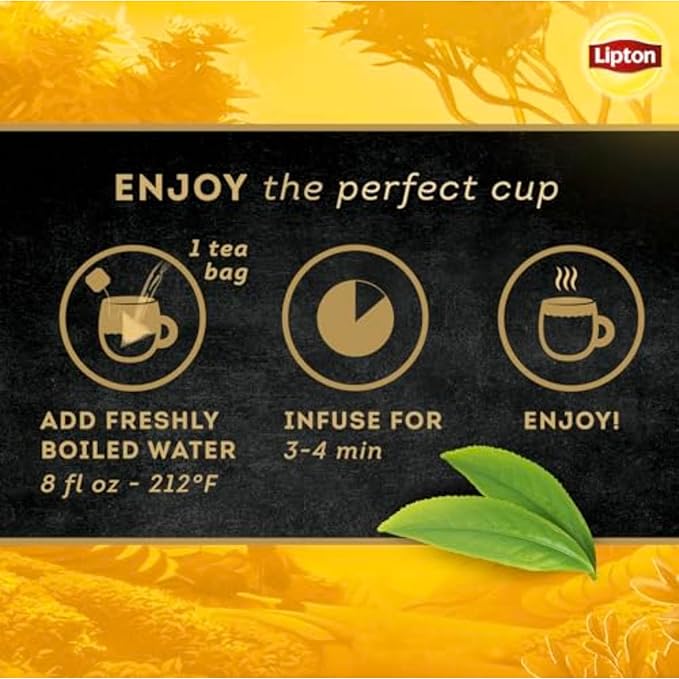 Lipton Black Tea English Breakfast, Pyramid Tea Bags, Flavored Teabags for a Refreshing Cup of Tea, 80 Total Tea Bags (20ct - Pack of 4) - Bloomnest