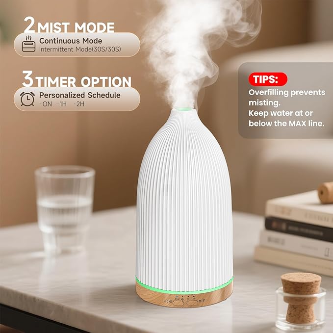 URPOWER 100ML Essential Oil Diffusers for Home with 7 LED Color Changing Lights, Timer & Auto-Off Ultrasonic Aromatherapy Diffuser Cool Mist Humidifer Scent Diffuser for Bedroom, Office, Yoga - Bloomnest