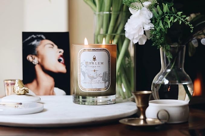 HARLEM CANDLE CO. Lady Day - Luxury Scented Soy Candle, 11 oz - 80-Hour Burn Time | Gardenia, Jasmine, Lush Green Leaves, Neroli Blossom, and Coconut Milk | Scented Candles for Home - Bloomnest