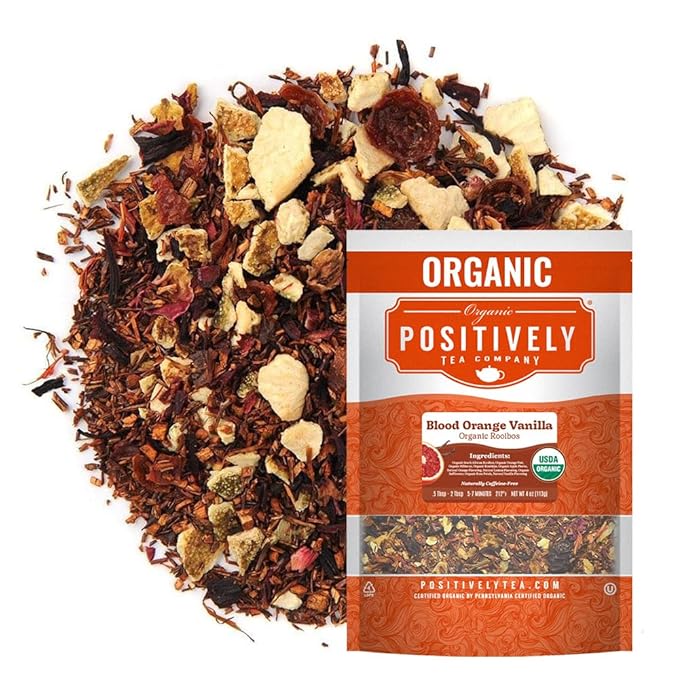 Organic Positively Tea Company, Blood Orange Vanilla Rooibos Tea, Loose Leaf, 4 Ounce - Bloomnest