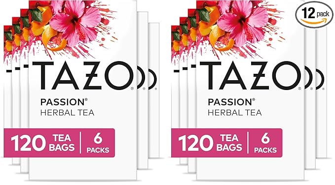 TAZO Passion Herbal Tea Bags, Iced or Hot, Caffeine-Free, 120 Total Tea Bags (20ct - Pack of 12) - Bloomnest