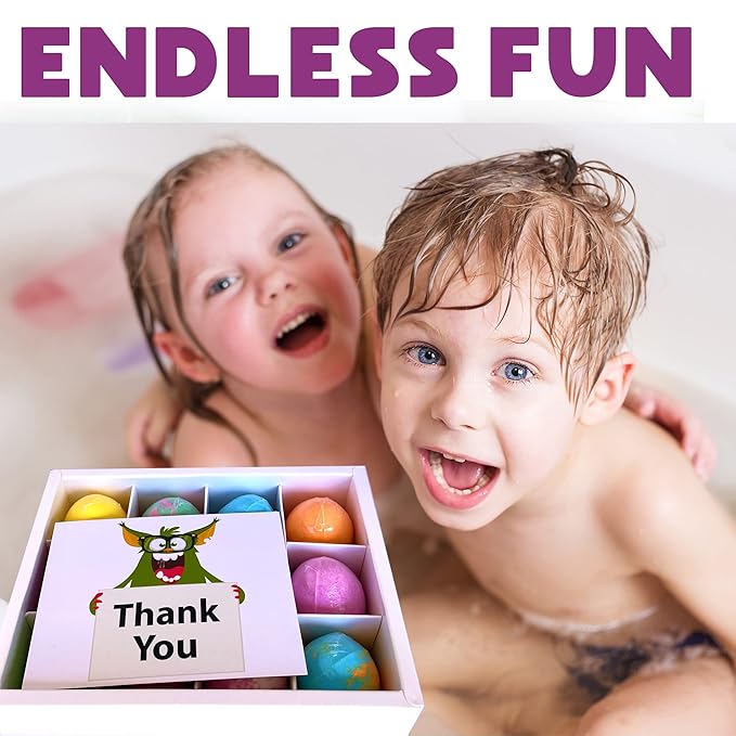 Bath Bombs for Kids with Surprise Inside - 12 Organic Bubble Bath Fizzies with Dragon Egg Toys. Gentle & Kids Friendly w/Rich Bubbles & Rainbow Colors, Stocking Stuffer Christmas Gifts for Boy, Girls - Bloomnest