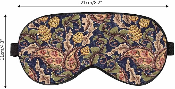 Flowers Sleep Eye Mask Vintage Decorative Floral Leaves Men Women Sleep Mask with Adjustable Strap Eye Cover Eye Shade for Travel, Nap,Meditation - Bloomnest