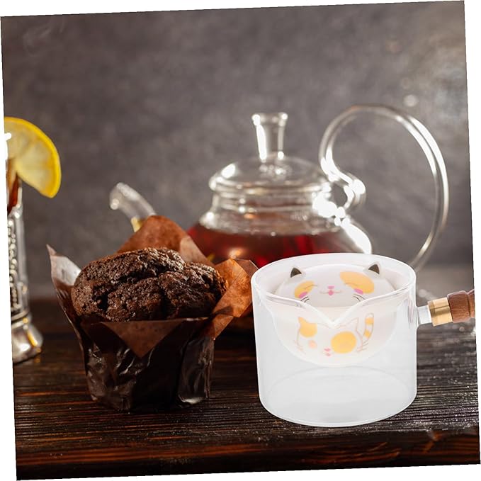 Rotation Ceramic Glass Tea Maker with Side Wooden Handle Practical Small Capacity Teapot for Loose Leaf and Blooming Tea Easy to Clean and Pour Compact Design for Home and Office