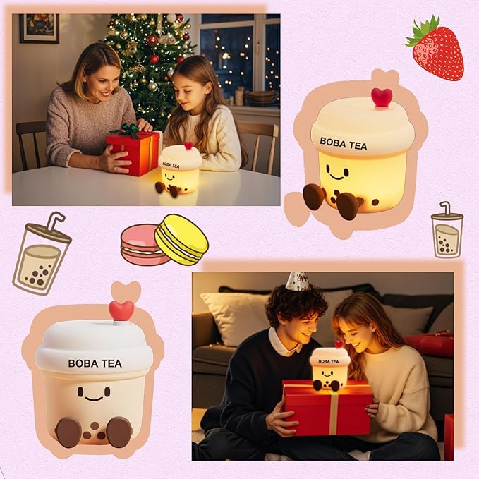 Boba Tea Night Light, Boba Gifts, Cute Silicone Bubble Tea Night Light, Kids' Bedroom Decor, Gift for Children, Teens, Adults, Perfect for Christmas & Birthdays (Boba Tea) - Bloomnest
