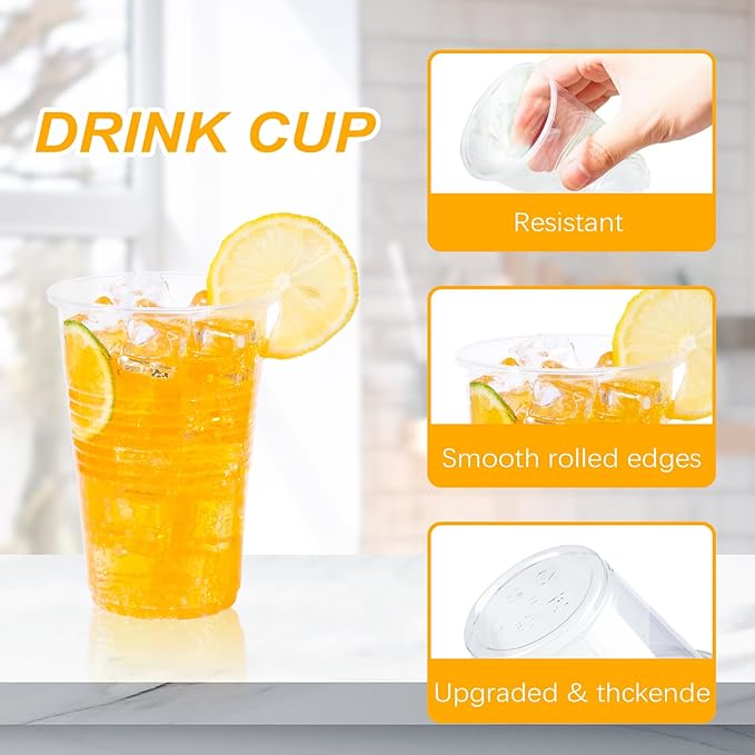 12 oz Clear Plastic Cups, 300 Count Bulk, PP Clear Plastic Cups for Party with Higher Heat Resistance, Suit for Hot Beverages, Soda, Juice (12oz 300count) - Bloomnest