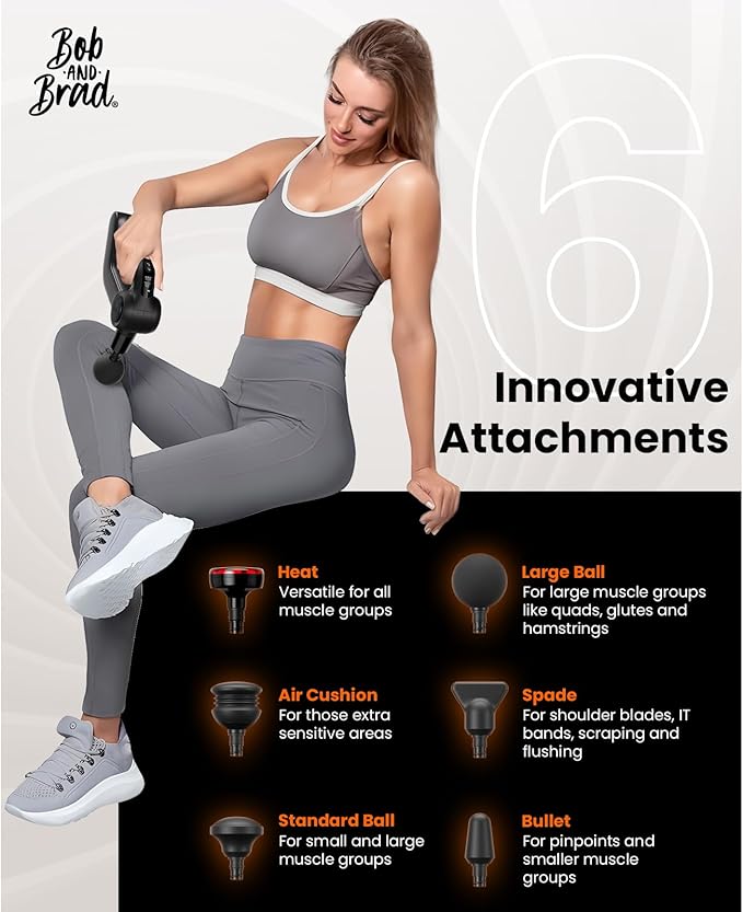 BOB AND BRAD D5 Pro Plus Massage Gun with Heat, FSA Eligible/HSA Eligible, 13mm Amplitude Deep Tissue Percussion Massage Gun with Max Power for Muscle Therapy, Professional Muscle Massager, Ideal Gift - Bloomnest
