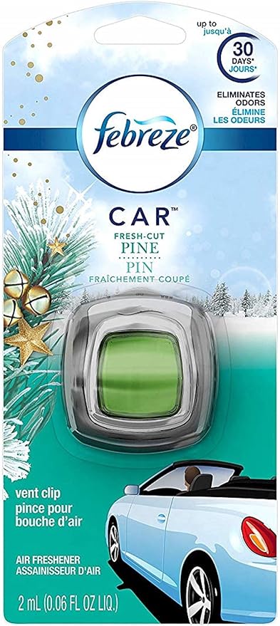 Febreze Car Vent Clip Air Freshener - Fresh-Cut Pine - Holiday Collection 2017 - Net Wt. 0.06 FL OZ (2 mL) Per Vent Clip - Pack of 2 Vent Clips - Bloomnest
