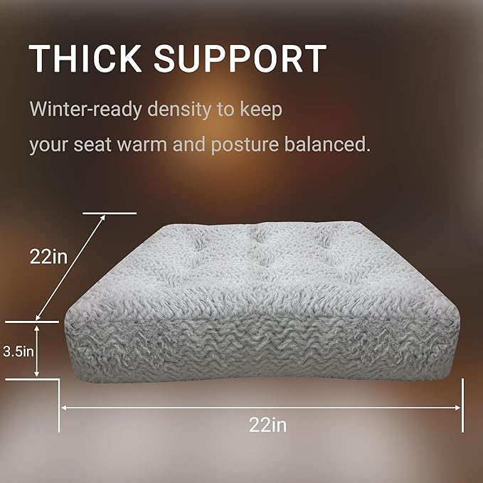 Degrees of Comfort Square Floor Cushion for Adults – Soft Velvet Meditation Pillow – Thick Tatami Seating Pad for Winter Home – 22” x 22”, Brushed Chevron, 1 Pack - Bloomnest