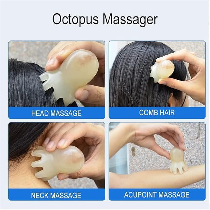Scalp Massager for Headaches & Stress Relief,2-Piece Octopus Head Massage Comb Set | Manual Acupressure Tool with 8 Flexible Nodes, Portable for Home/OfficeMassage Smowfes