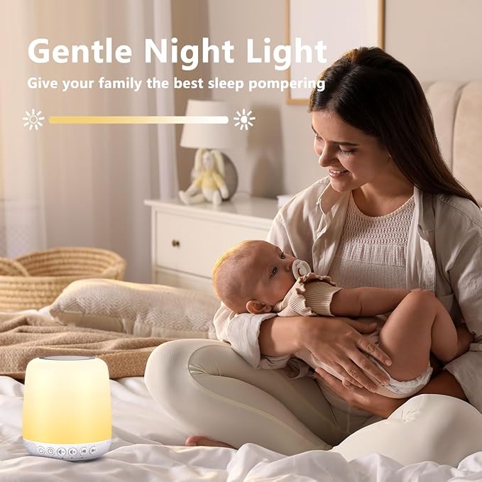 White Noise Sound Machine for Sleep Portable Sound Machine with 30 Soothing Sounds 12 Night Light Colors 4 Timer Sleep Machine for Baby Adults, Smart App Control, Touch Control - Bloomnest