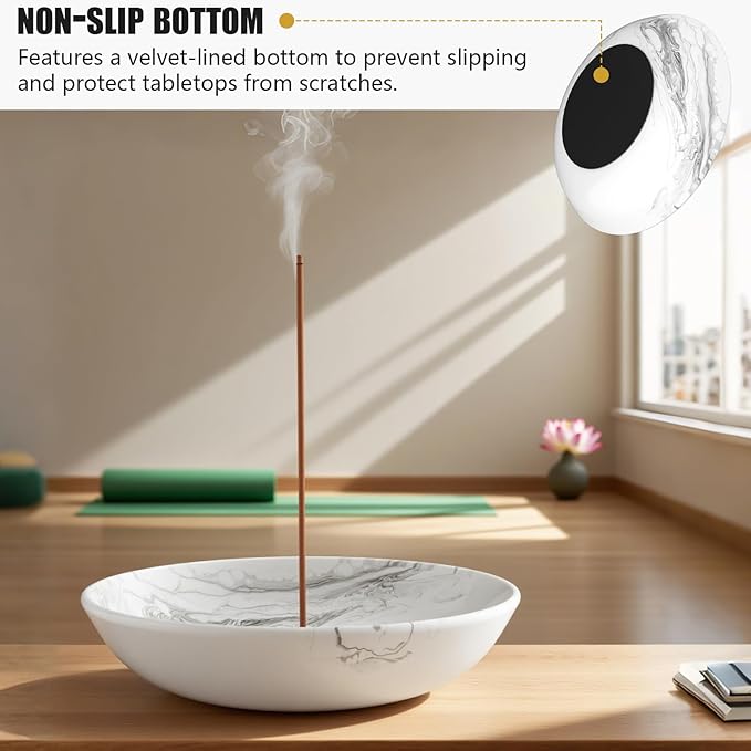 Incense Holder for Sticks Round Insence Bowl Minimalist Plate 6.2 ” Width