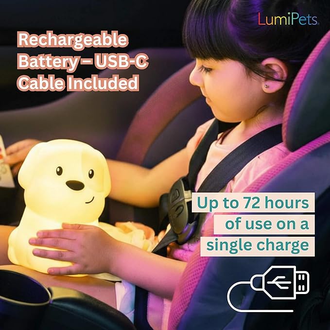 Lumipets Pepper The Puppy Dog Squishy Silicone Night Light for Kids | Cute Night Light with Remote & Touch Control for Baby & Toddler Bedrooms | Color Changing Animal Lamp | Soft Portable Nightlight - Bloomnest