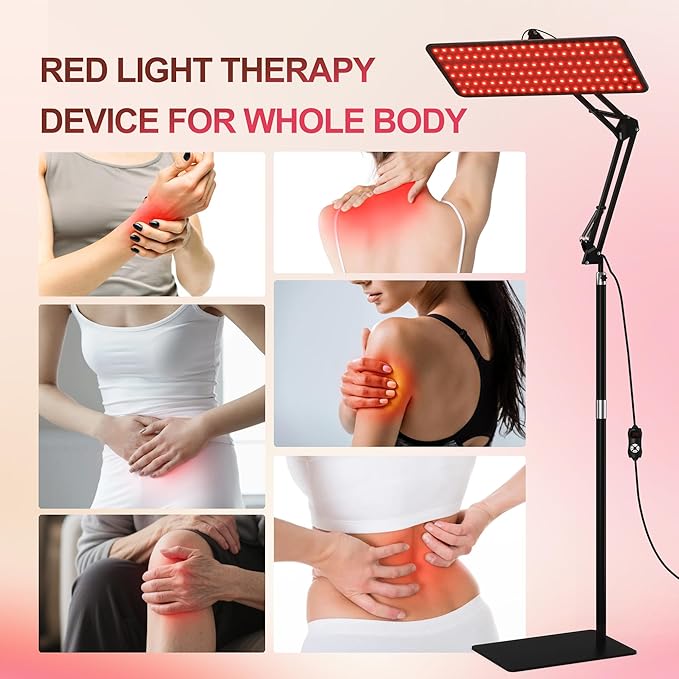 Morfone Red Light Therapy for Body Face - Tri-Wavelength (660nm, 850nm, 940nm) LED Infrared Light Therapy Lamp Panel with Adjustable Stand, Protective Glasses for Home Use, Gift for Women Girl, M Morfone