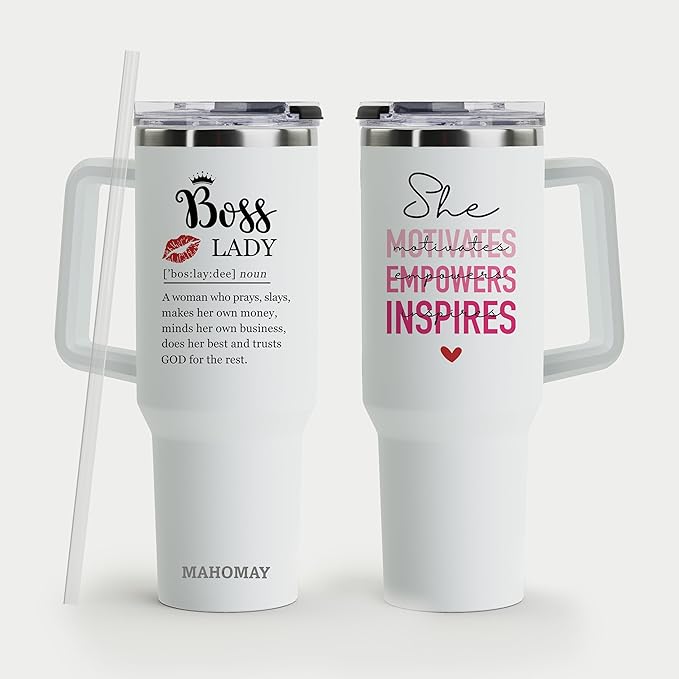 Boss Lady Tumbler with Handle, 40oz Straw - Lady Boss Gifts, Babe Tumbler, Cup for Women - Bloomnest