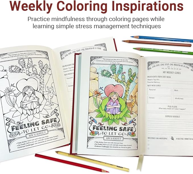 Gratitude Journal for Women with Guided Daily Prompts, Goal Setting & Habit Tracker—90-Day Mindfulness & Self-Care Journal with Relaxing Coloring Pages for Mood, Mindset & Sobriety Support (Hardcover)