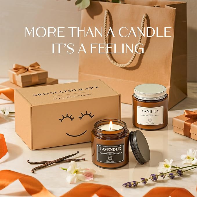 NORVENCE Scented Candles Gift Set, Stress Relief Candles for Home, Premium Soy Candle Set, Candles for Women and Men, Birthday & Christmas Gifts (Black & White, 7 oz) - Bloomnest