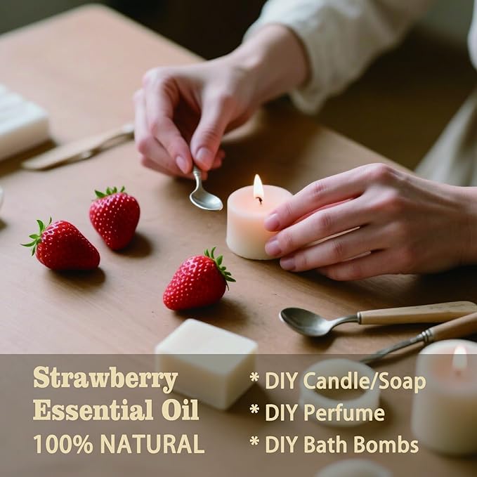Strawberry Essential Oil-Strawberry Fragrance Oil 4.33oz (130ml)-100% Pure Natural Scent for Diffusers, Candles, Soap Making & Aromatherapy-Relaxing Home & Gift Essential Oil for Bath, Massage - Bloomnest