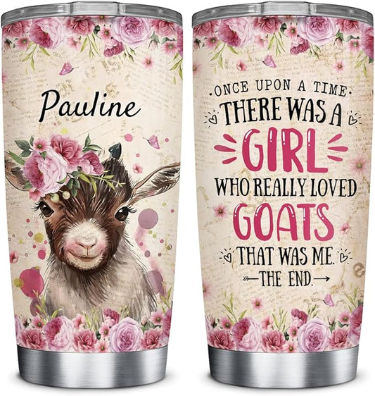 Wassmin Personalized Goat Tumbler Cup With Lid 20oz 30oz Animal Stainless Steel nsulated Tumblers Coffee Travel Mug Custom Name Birthday Christmas Goats Cups For Women Kids - Bloomnest