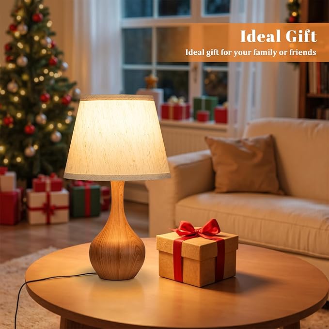 Seealle Touch Table Lamp for Bedroom, 3-Way Dimmable Small Bedside Lamps for Night Stands with Wires, Wood Desk Lamp for Kids Room, Office, Living Room, End Table(LED Bulb Included) - Bloomnest