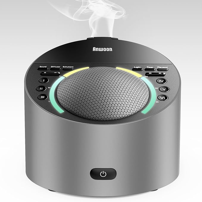Sound Machine with Aroma Diffuser, Premium Metal Shell White Noise Machine, Soothing Night Light, 50+ Natural Sounds for Sleep, Focus, Relaxation, Perfect System for Adults Kids Baby - Bloomnest