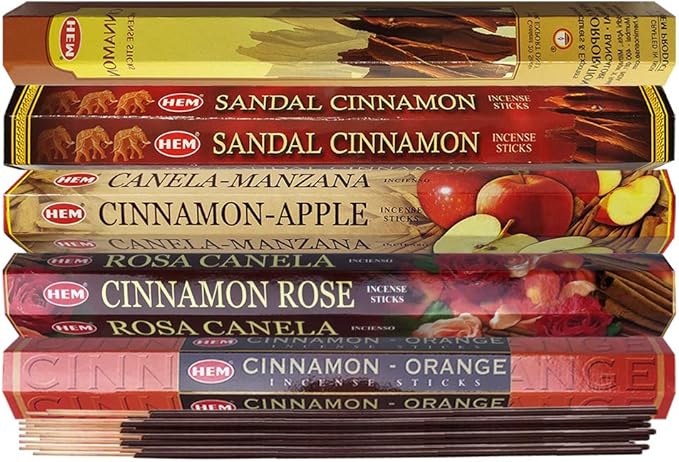 Hem Incense Sticks Variety Pack #8 and Incense Stick Holder Bundle with 5 Cinnamon Based Fragrances - Bloomnest