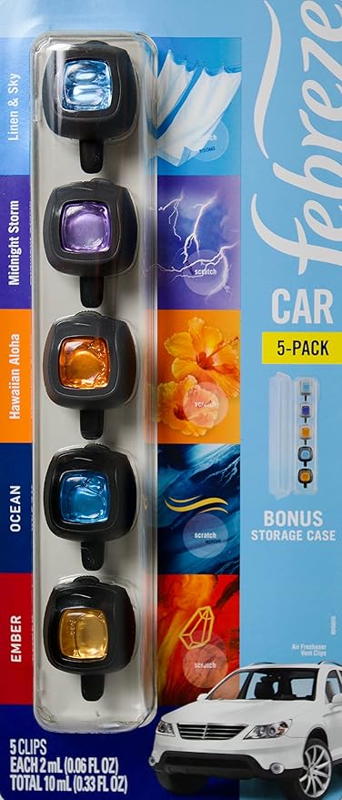 Febreze Mixed Scents Air Freshener, 5 Car Vent Clips, 5 Count (Pack of 1) - Bloomnest