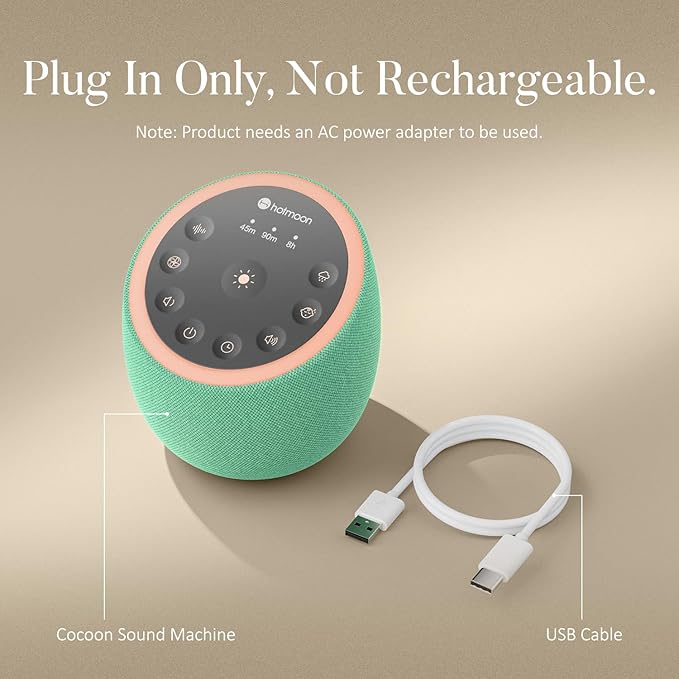 Hotmoon Sound Machine with 40 High-Fidelity Sounds, White Noise Sound Machine with Memory Functions, 8 Color Night Light, USB Power Supply, for Sleep & Noise Reduction Sleep Aid, Plug-in - Bloomnest