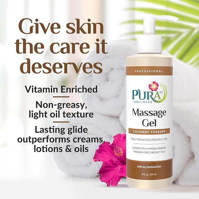 Coconut Therapy Massage Gel, Pura Wellness Massage Gel, Professional Deep Tissue Therapy, Coconut Massage, Unscented, Recovery 8oz - Bloomnest