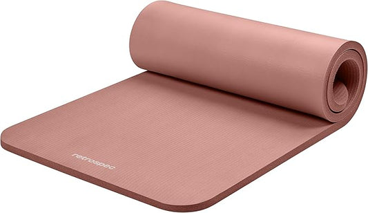 Retrospec Solana Yoga Mat 1" Thick With Nylon Strap For Men & Women - Non Slip Exercise Mat For Home Yoga, Pilates, Stretching, Floor & Fitness Workouts