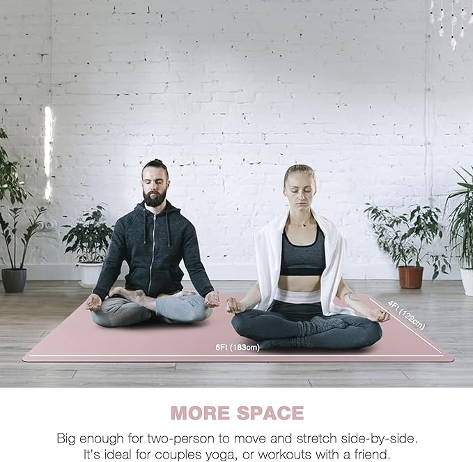 UMINEUX Large Yoga Mat for Men and Women 1/4 & 2/5 Inch Extra Thick TPE Fitness Mat for Home Gym Workout, Non-Slip, Eco Friendly Exercise Mat for Yoga, Pilates, Stretching, Meditation
