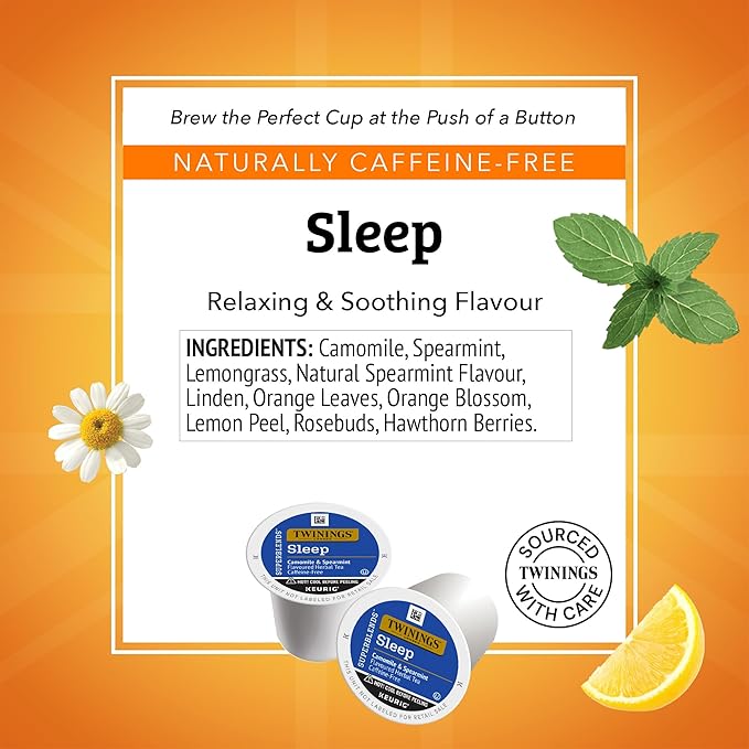Twinings Sleep Herbal Tea K-Cup Pods for Keurig, 24 Count (Pack of 1), Formerly Nightly Calm, Camomile, Spearmint, & Lemongrass, Naturally Caffeine-Free, Enjoy Hot or Iced - Bloomnest