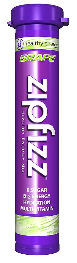 Zipfizz Daily Energy Drink Powder, Grape, 12 Pack | 3-in-1 Sustained Energy, Rapid Hydration, and Essential Vitamins | Sugar-Free | Electrolyte Powder | Contains Vitamin B-12 & Antioxidants - Bloomnest