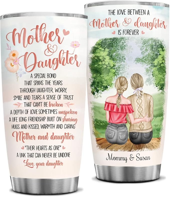 wowcugi Mom Tumbler Personalized Gift For Mom From Daughter Mother Daughter Tumblers 20oz 30oz Coffee Travel Mugwith Lid Birthday Mother's Day Christmas Presents For Moms Mommy Mothers - Bloomnest