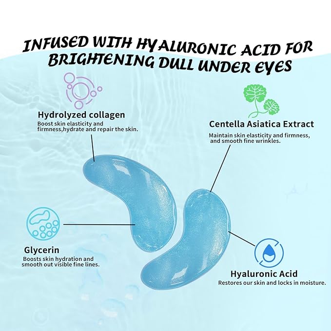 Under Eye Patches (50 Pairs), Hyaluronic Acid Eye Masks for Dark Circles Puffy Eyes Undereye Bags, Collagen Eye Patches for Wrinkles and Hydrate, Skin Care Gift for Her - Bloomnest