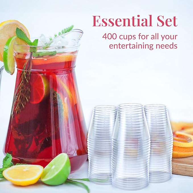 Prestee Pack of 400 Small Clear Plastic Cups - 5oz Disposable Cocktail Glasses - Stackable Plastic Party Tumblers for Serving Wine, Champagne, Punch, Soda, or Snacks - Bloomnest
