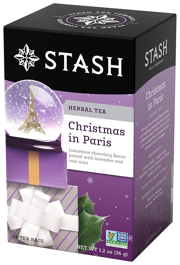 Stash Tea Christmas in Paris Herbal Tea - Non-GMO Project Verified Premium Tea with No Artificial Ingredients, 18 Count (Pack of 6) - 108 Bags Total - Bloomnest