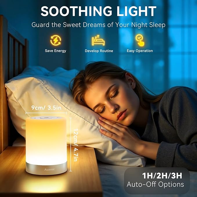 Night Light for Kids Baby, Dimmable Touch Lamp for Nursery, 11 RGB Colors 5 Brightness, Portable Rechargeable Bedside Table Lamp for Nightstand, Kids Night Light for Bedroom Living Room, Silver - Bloomnest