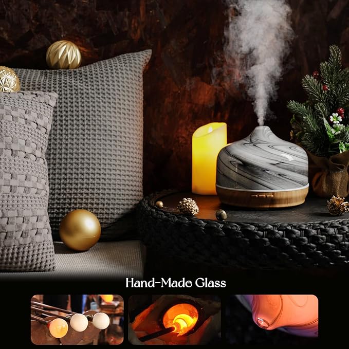 Porseme 500ml Glass Essential Oil Diffuser Aromatherapy Ultrasonic Cool Mist Humidifier 15-21 Running Hours Waterless Auto-Off Air Diffusers for Sleeping,Yoga,Office Working,Spa and Rest (Ink) - Bloomnest