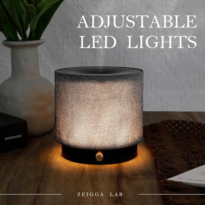 Elegant Fabric Aroma Diffuser - Quiet Essential Oil Diffuser with Soft Night Light, Perfect for Home, Office, and Yoga Space (M35-Black) - Bloomnest